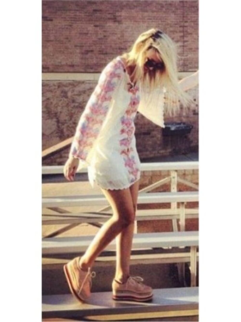 Free People White Embroidered Crochet Trim Bell Sleeve Mini Dress 4| Cottagecore - Picture 9 of 16